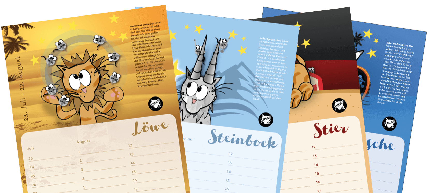 Astrokatzen Beispiele von den Kalenderblättern
